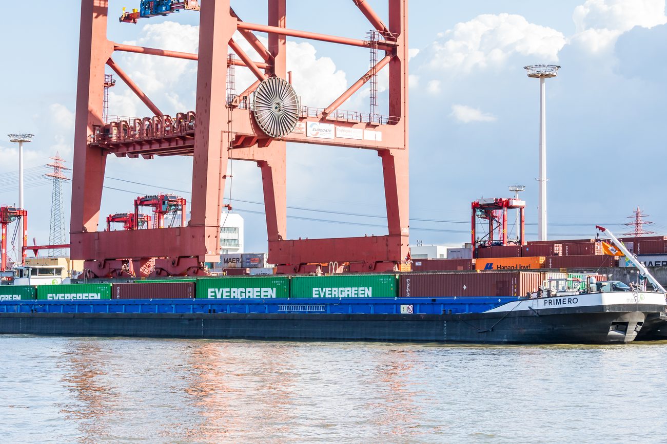Container ship at a terminal berth